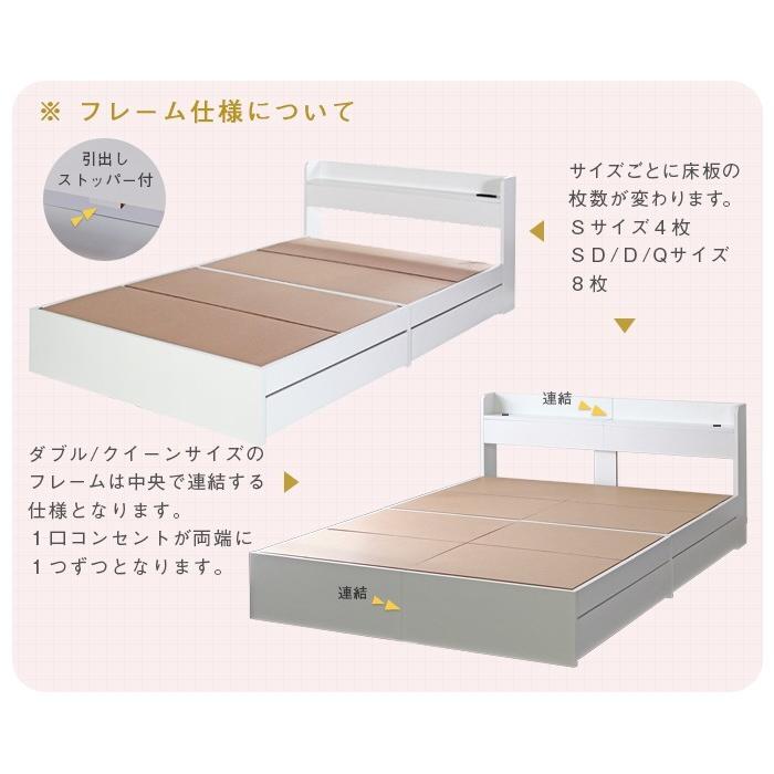 ベッド 収納ベッド シングル ホワイト チェストベッド 引き出し2杯 2口 