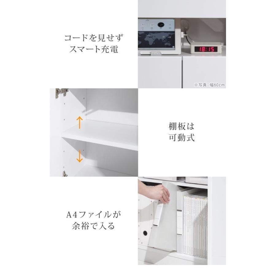 キャビネット テレビ台 プリンター台 FAX台 電話台 幅90cm チェスト リビング収納 配線収納 ルーター収納 コンセントタップ収納 コード穴 鏡面仕上げ_5