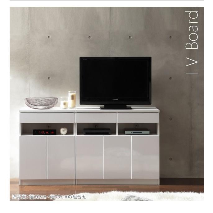 キャビネット テレビ台 プリンター台 FAX台 電話台 幅90cm チェスト リビング収納 配線収納 ルーター収納 コンセントタップ収納 コード穴 鏡面仕上げ_6