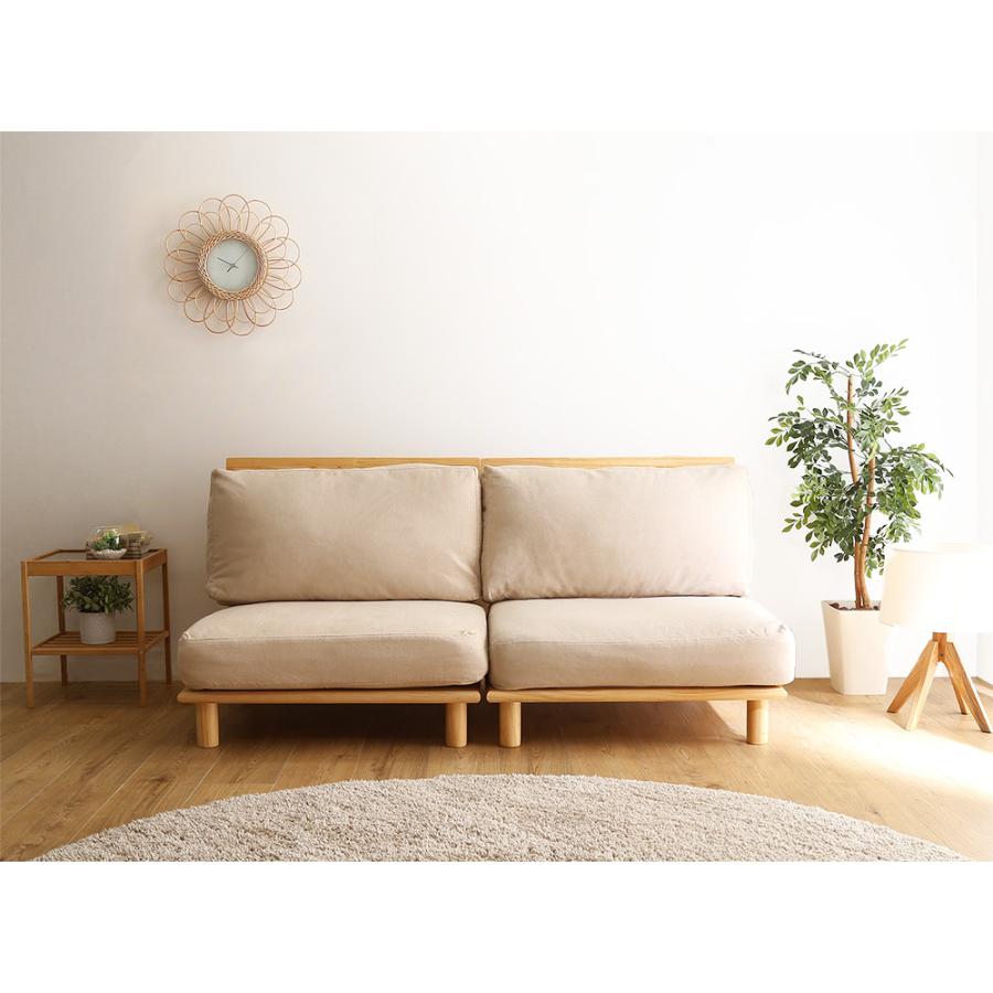 ソファ 2人掛け ローソファ フロアソファ 分割できる 麻100％ しっとり