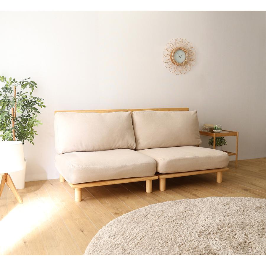 ソファ 2人掛け ローソファ フロアソファ 分割できる 麻100％ しっとり