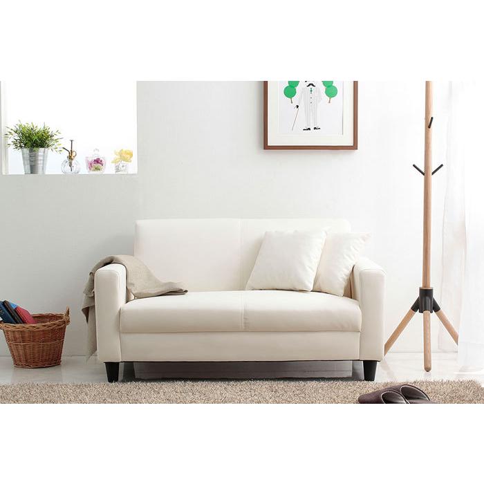 ソファー 2人掛け アイボリ 幅113 ソファ クッション2個付き お