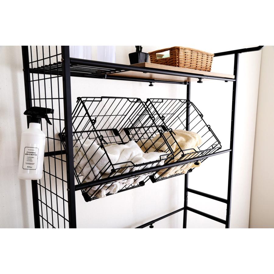 ランドリーラック 洗濯機ラック 12段階 高さ調節 便利なハンガーバー