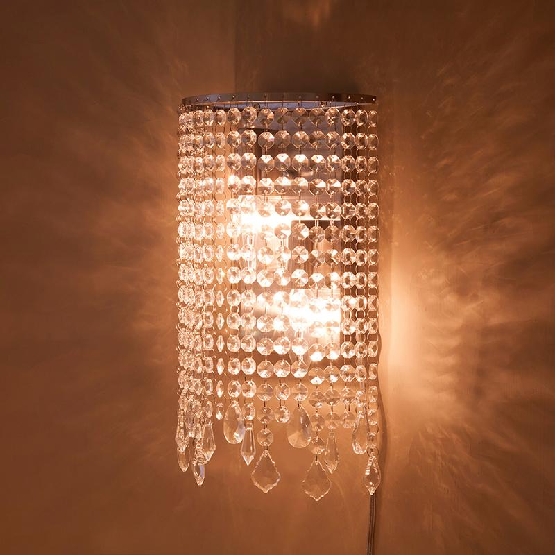 昭和レトロ　シャンデリア　壁掛けランプ 二灯式 クリスタルビーズ ランプ ブラケットライト 壁掛ランプ 2灯 クリスタルビーズ 中間