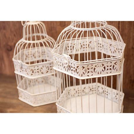 バードケージ 鳥かご 2個セット ホワイト 六角形 鳥カゴ フラワー