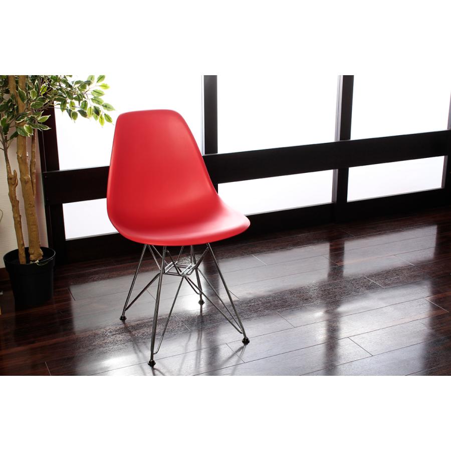 イームズ】プラスチック シェルサイドチェア ワイヤーベースDRS レッド