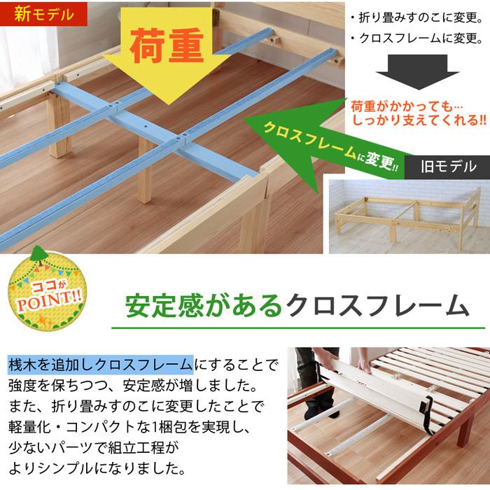 すのこベッド シングル ナチュラル スノコ床版 ロシア産 パイン材 低ホルムアルデヒド クロスフレーム採用 【激安】 耐荷重200kg 折り畳みすのこ
