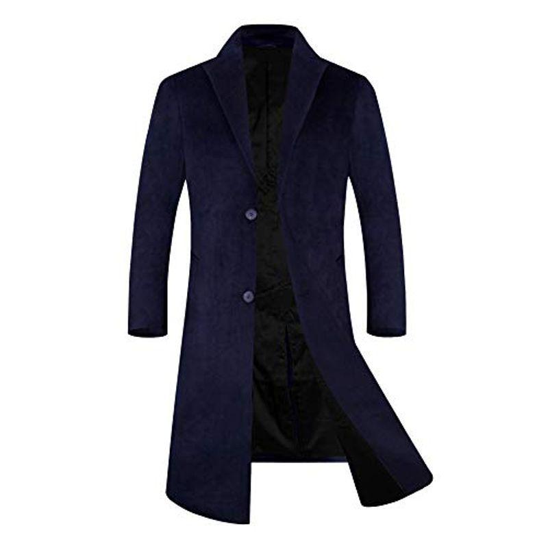 特価ブランド メンズ M 日本xlに相当 ネイビー ビジネスコート オシャレ 通勤 ロング 暖かい 中綿入り ウール チェスターコート コート コート アウター