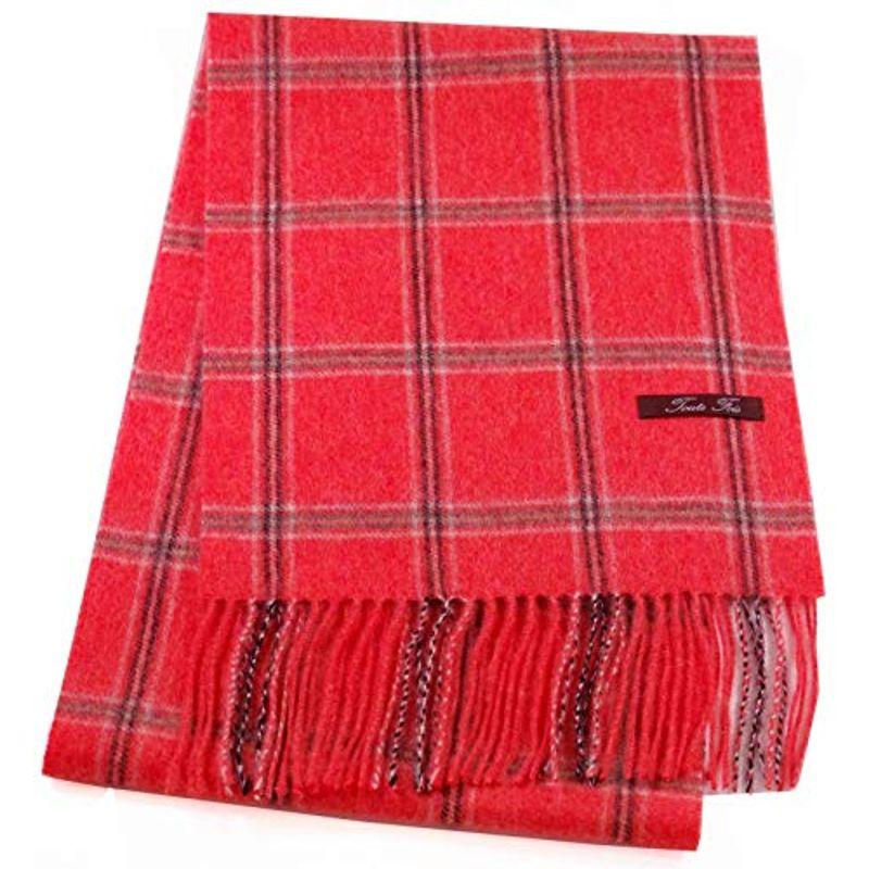 0円 今年人気のブランド品や Toute Fois 内モンゴル産 カシミヤ １００ マフラー レディース チェック オレンジチェック メンズ 厚手 トゥトゥフォア 肌