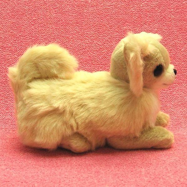 ロングコートチワワ クリーム 首ジョイントぬいぐるみ伏せ型 犬雑貨