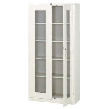 内田洋行 両開き書庫 3×6型 ガラス戸 棚板4枚 W880×D380×H1790mm
