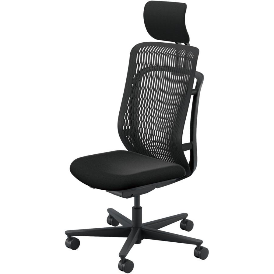 内田洋行 AJCHAIR2(エージェーチェア2) AJ2A-501BK-N PU ブラックメッシュ ヘッドレスト付 肘なし ウレタンキャスター_1