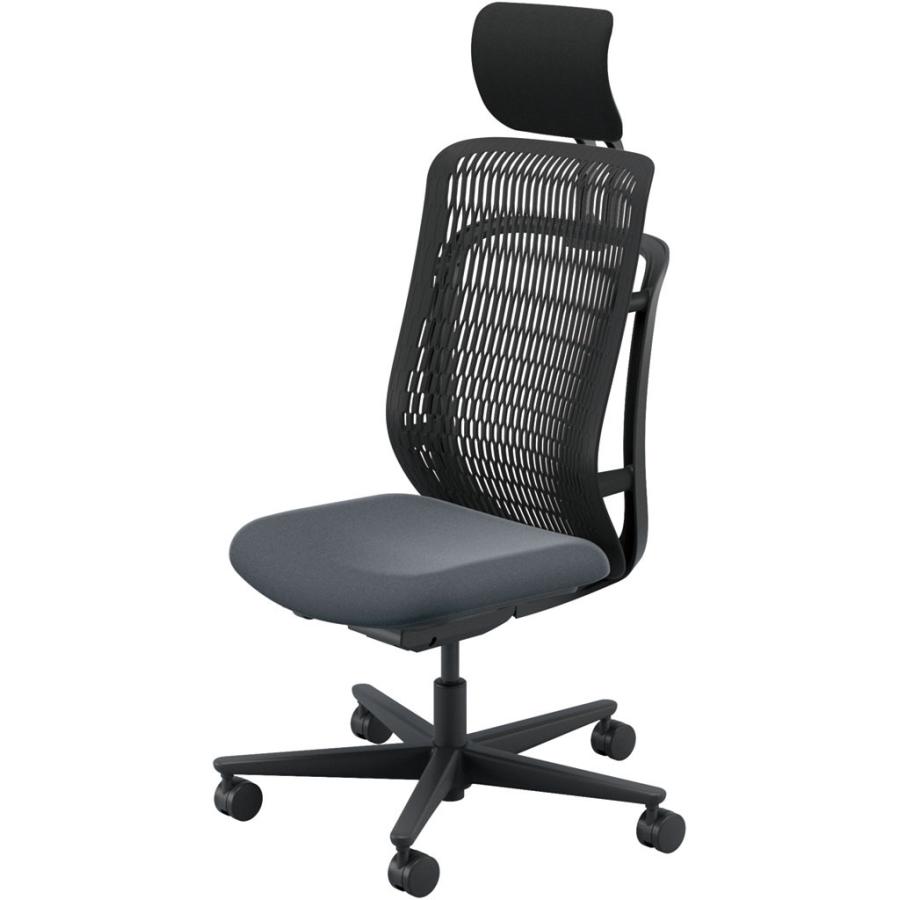 内田洋行 AJCHAIR2(エージェーチェア2) AJ2A-501BK-N PU ブラックメッシュ ヘッドレスト付 肘なし ウレタンキャスター_2