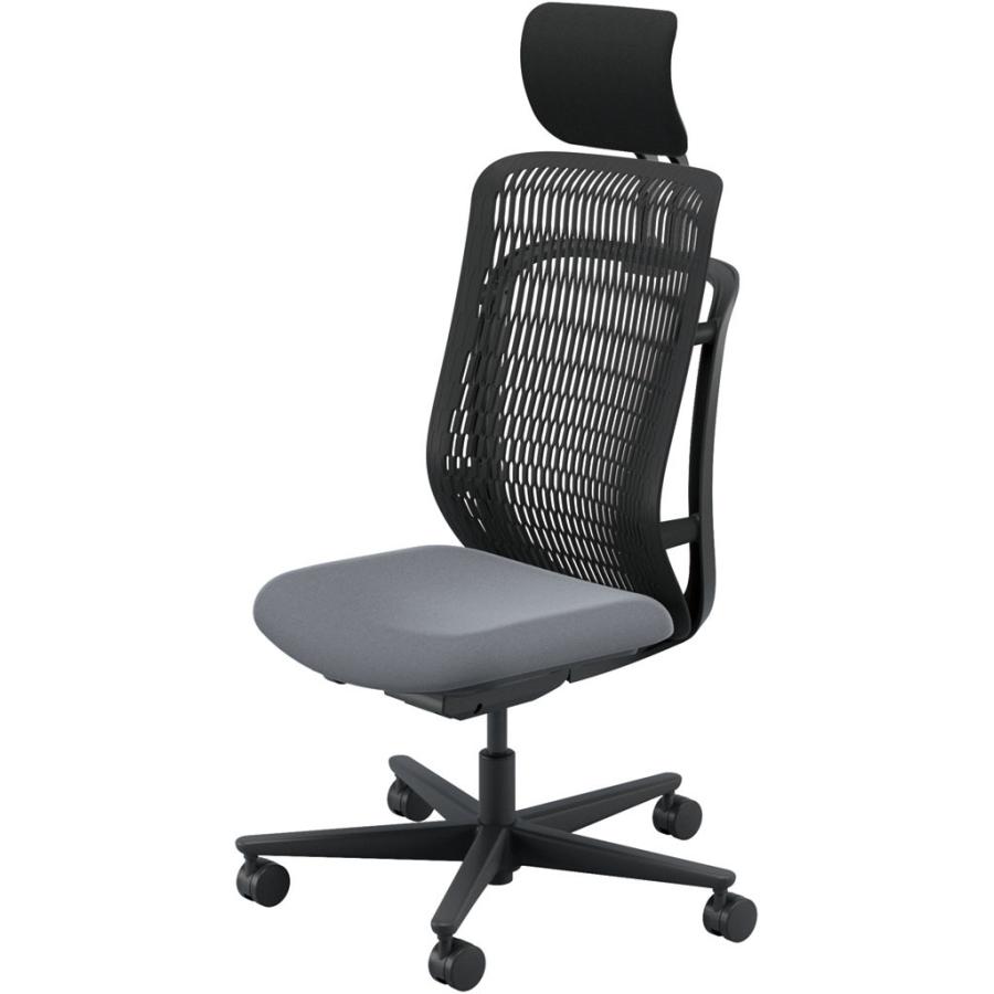 内田洋行 AJCHAIR2(エージェーチェア2) AJ2A-501BK-N PU ブラックメッシュ ヘッドレスト付 肘なし ウレタンキャスター_3