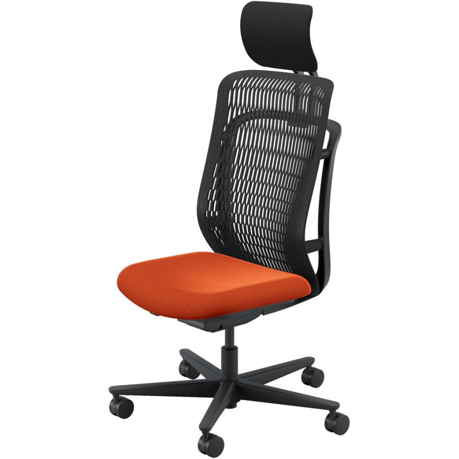 内田洋行 AJCHAIR2(エージェーチェア2) AJ2A-501BK-N PU ブラックメッシュ ヘッドレスト付 肘なし ウレタンキャスター_4