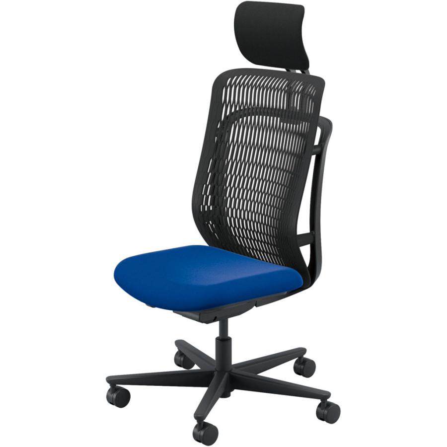 内田洋行 AJCHAIR2(エージェーチェア2) AJ2A-501BK-N PU ブラックメッシュ ヘッドレスト付 肘なし ウレタンキャスター_5