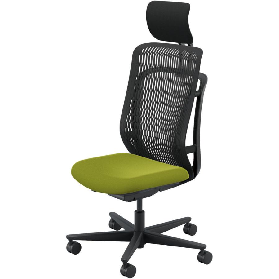 内田洋行 AJCHAIR2(エージェーチェア2) AJ2A-501BK-N PU ブラックメッシュ ヘッドレスト付 肘なし ウレタンキャスター_6