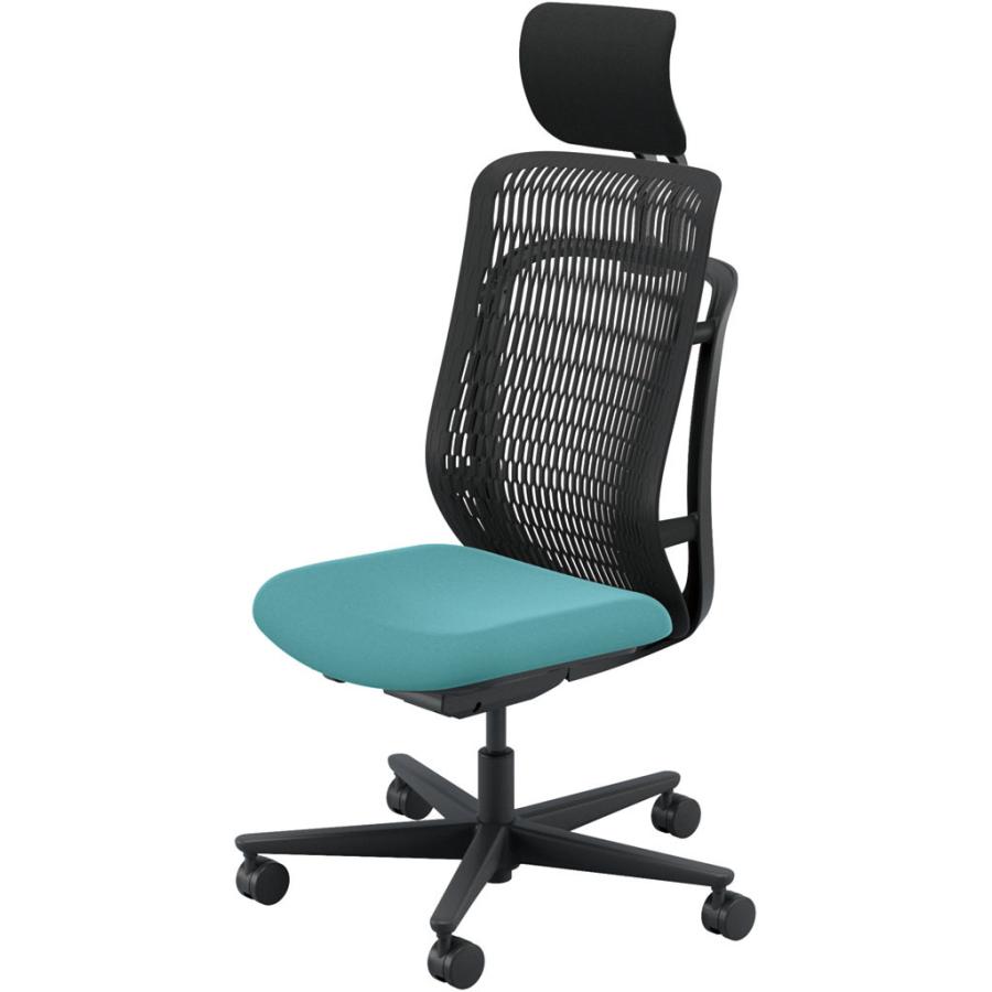 内田洋行 AJCHAIR2(エージェーチェア2) AJ2A-501BK-N PU ブラックメッシュ ヘッドレスト付 肘なし ウレタンキャスター_7