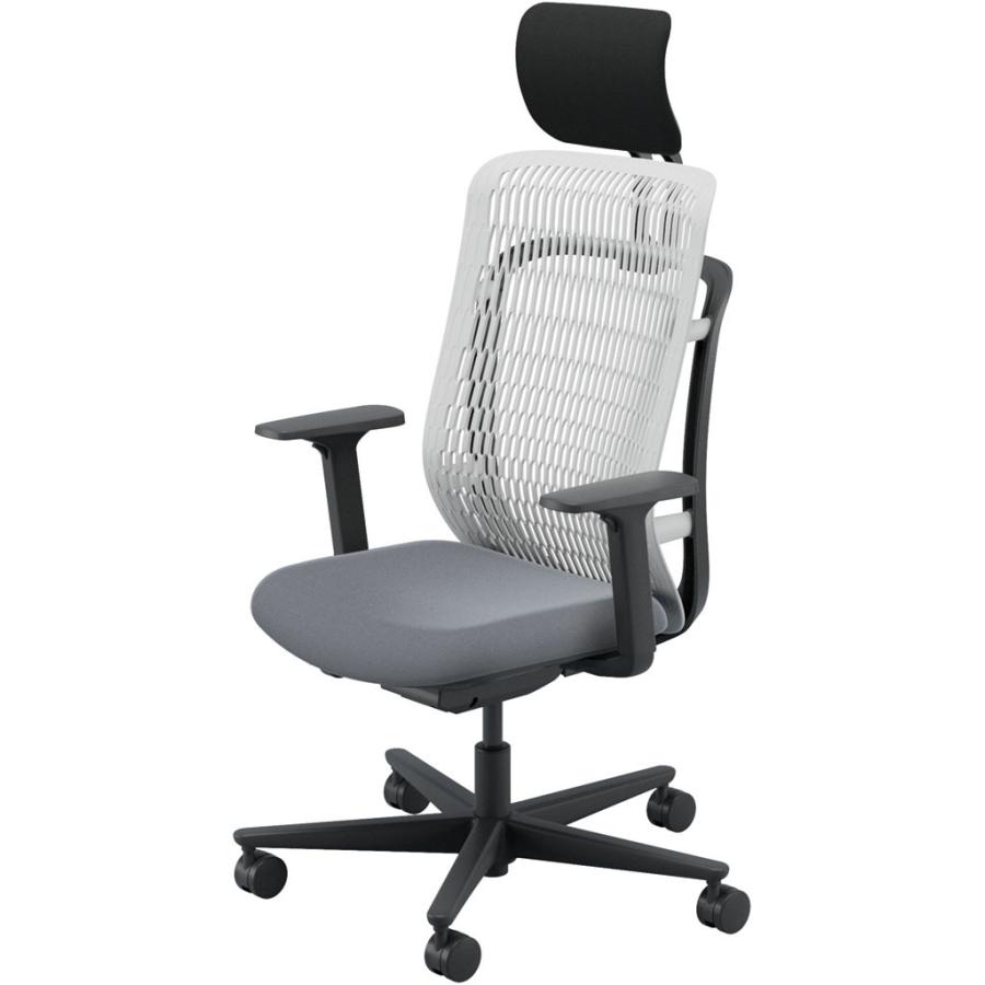 内田洋行 AJCHAIR2(エージェーチェア2) AJ2A-531AG-A PU アッシュグレイメッシュ ヘッドレスト付 アジャスタブル肘 ウレタンキャスター_2