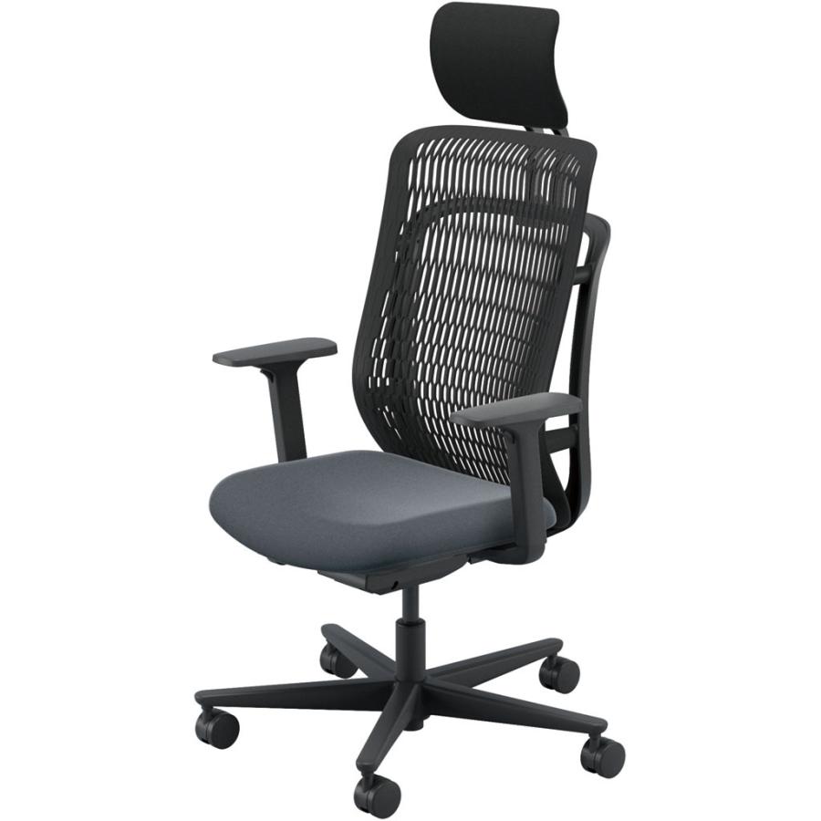 内田洋行 AJCHAIR2(エージェーチェア2) AJ2A-531BK-A PU ブラックメッシュ ヘッドレスト付 アジャスタブル肘 ウレタンキャスター