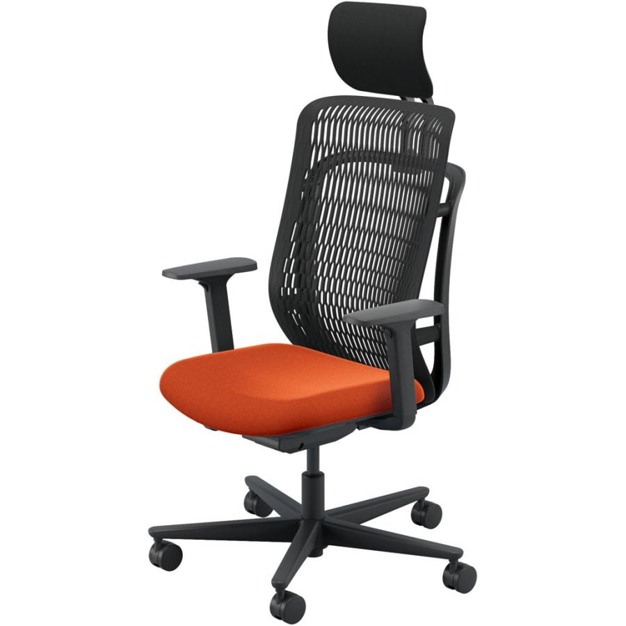 内田洋行 AJCHAIR2(エージェーチェア2) AJ2A-531BK-A PU ブラックメッシュ ヘッドレスト付 アジャスタブル肘 ウレタンキャスター_3