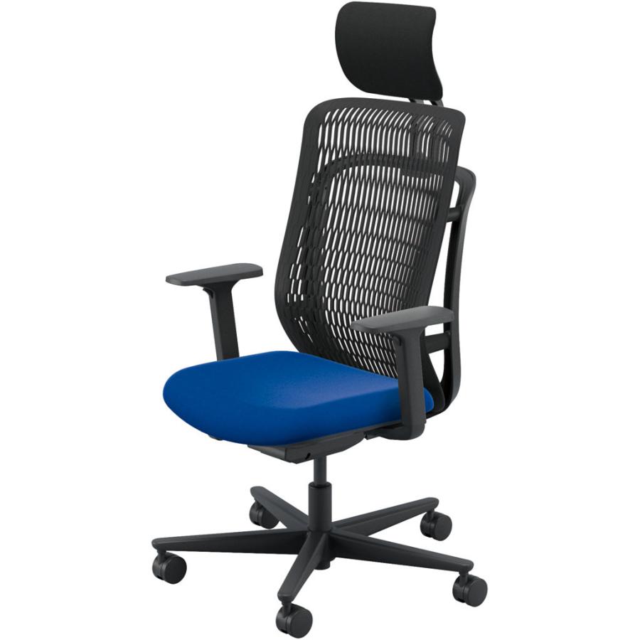 内田洋行 AJCHAIR2(エージェーチェア2) AJ2A-531BK-A PU ブラックメッシュ ヘッドレスト付 アジャスタブル肘 ウレタンキャスター_4