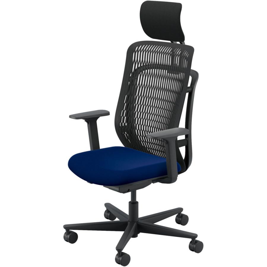 内田洋行 AJCHAIR2(エージェーチェア2) AJ2A-531BK-A PU ブラックメッシュ ヘッドレスト付 アジャスタブル肘 ウレタンキャスター_5