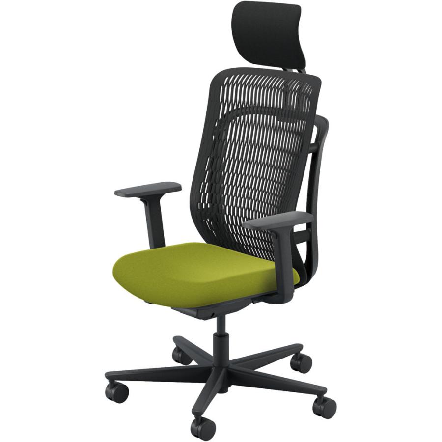 内田洋行 AJCHAIR2(エージェーチェア2) AJ2A-531BK-A PU ブラックメッシュ ヘッドレスト付 アジャスタブル肘 ウレタンキャスター_6