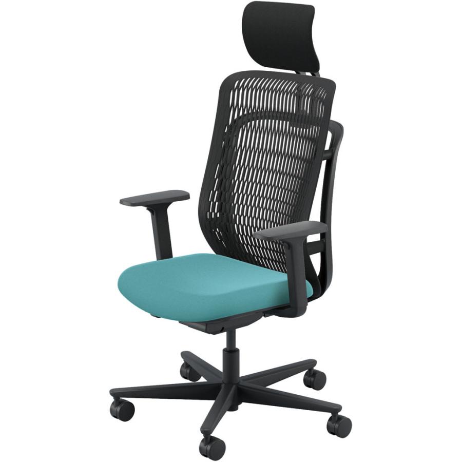 内田洋行 AJCHAIR2(エージェーチェア2) AJ2A-531BK-A PU ブラックメッシュ ヘッドレスト付 アジャスタブル肘 ウレタンキャスター_7