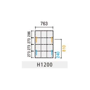 内田洋行 ハイパーストレージ スタンダードタイプ スチール3枚引き違い書庫 HS800 STH-12D(C) 4段 下置き用 W800×D450×H1200の画像