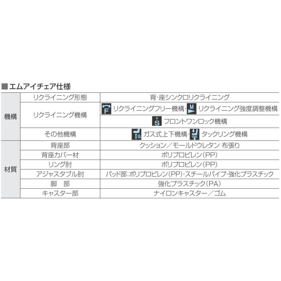 内田洋行 エムアイチェア MiF-335L ビニールレザー張り ハイバック リング肘 デザインゴムキャスタータイプの画像