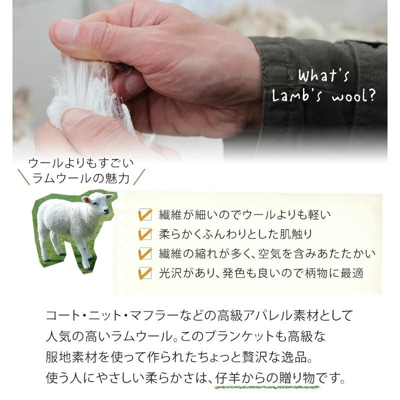日本製 ラムウール/オーガニックコットンリバーシブル毛布 保温性 