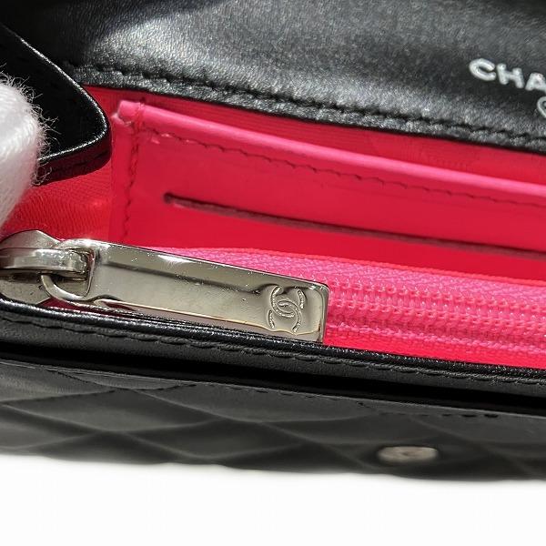 シャネル CHANEL カンボン A26722 マトラッセ ココマーク ラムスキン 10番台 2つ折り財布 レディース 中古の画像