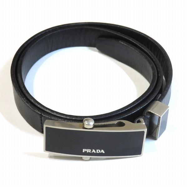 当季大流行 ベルト黒 レザー Prada プラダ 全品本物保証 激安ブランドアイテム S2 細目 中古 レディース ブランド小物 財布 帽子 ファッション小物 Affaires Sociales Gouv Cg