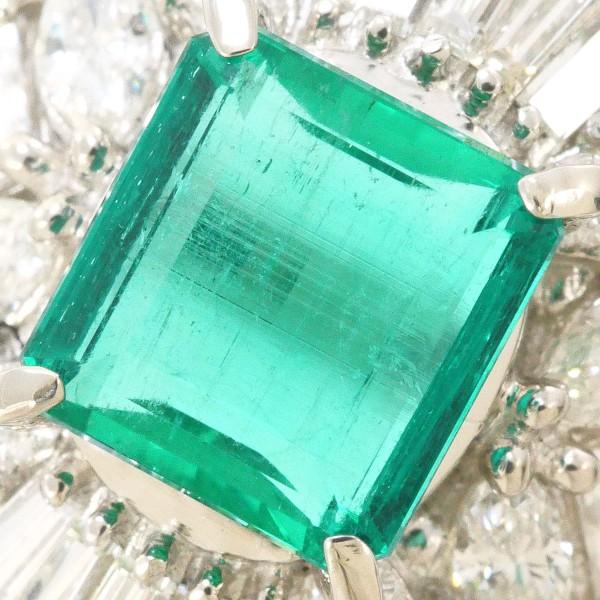 リング PT900 プラチナ 指輪 12.5号 エメラルド 1.08 ダイヤ