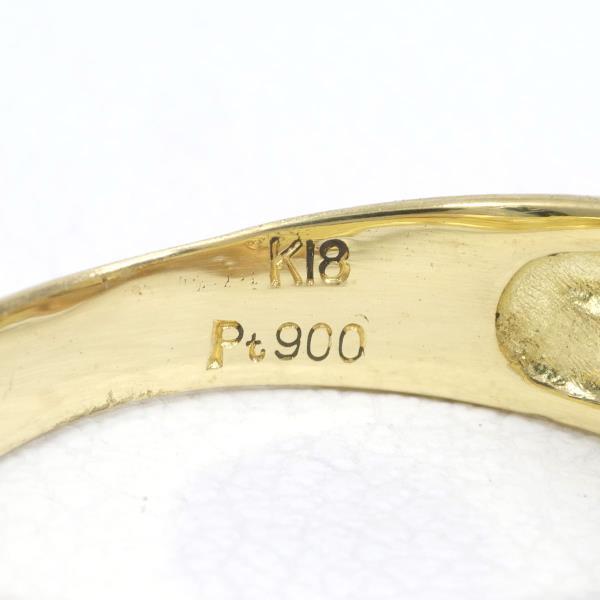 PT900 K18YGPG リング 指輪 9号 ダイヤ 0.10 総重量約3.6g 美品 送料