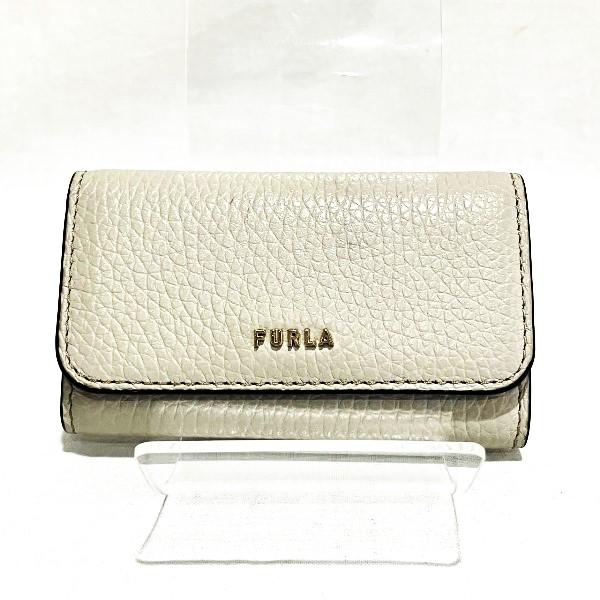 未使用品　現行　FURLA 4連キーケース　グレージュ フルラ FURLA グレー レザー 4連 キーリング ブランド小物 キーケース