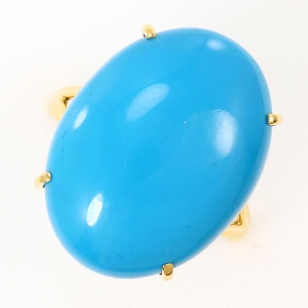 リング K18 18金 YG イエローゴールド 指輪 14.5号 ターコイズ 総重量  