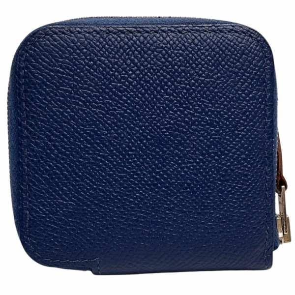 HERMES 財布　　アザップコンパクト　O刻印　シルクイン　ブルー　レザー HERMES 財布アザップコンパクトO刻印シルクインブルーレザー