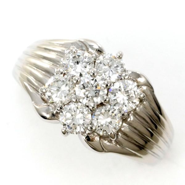 リング PT900 プラチナ 指輪 16号 ダイヤ 1.32 カード鑑別書 総重量約