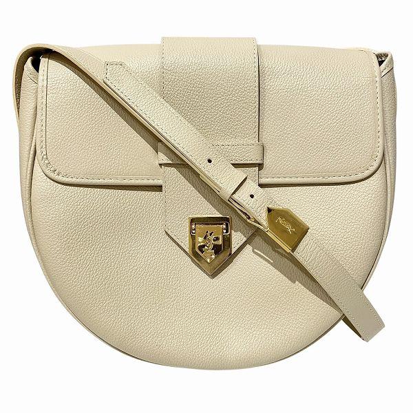 イヴ・サンローラン ライトベージュ レザー YSLロゴ バッグ ショルダー  