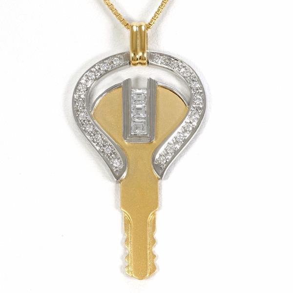 ネックレス PT900 プラチナ K18YG ダイヤ 0.35 0.20 カード鑑別書 総  