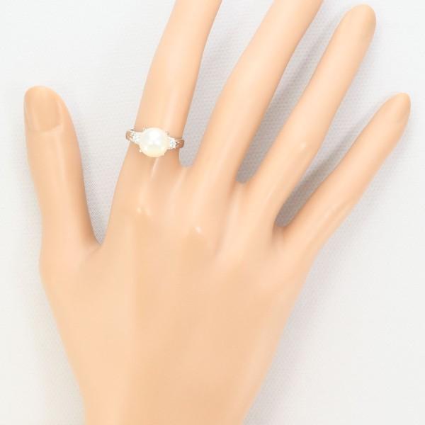 Pt900 パール ダイヤモンド リング サイズ15 0.15 9.0mm