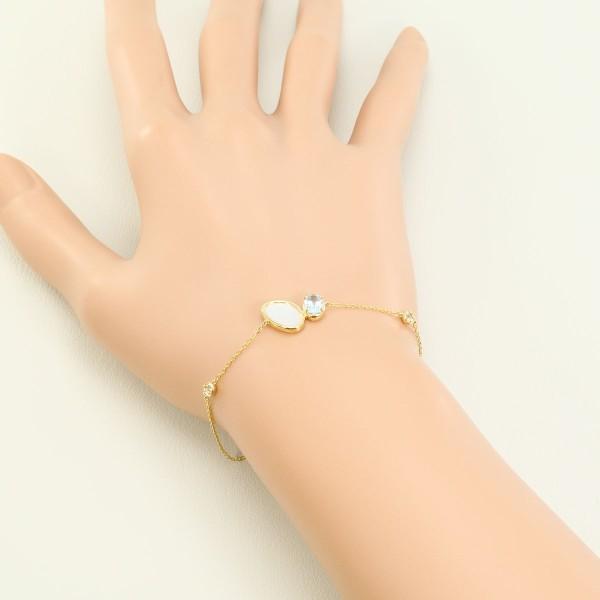 ブレスレット K10 10金 YG イエローゴールド シェル ブルー