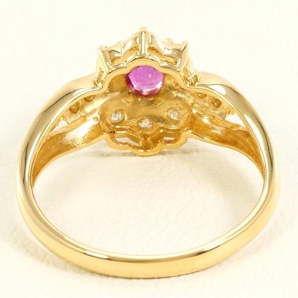 リング K18 18金 YG イエローゴールド 指輪 11.5号 ルビー 0.39