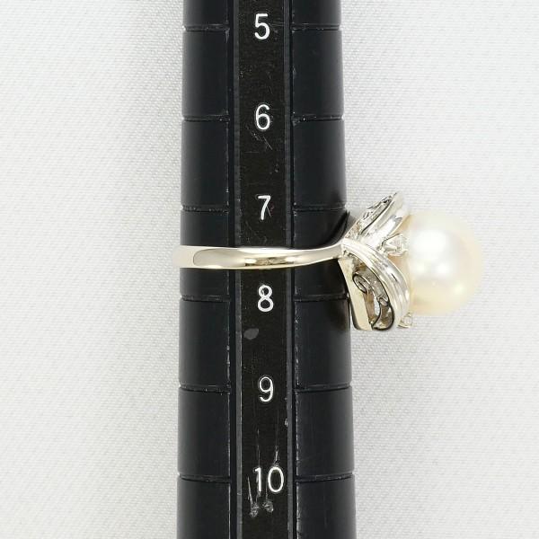 K14ホワイトゴールドWG パールリング リング K14 14金 WG ホワイトゴールド 指輪 7.5号 パール(真珠