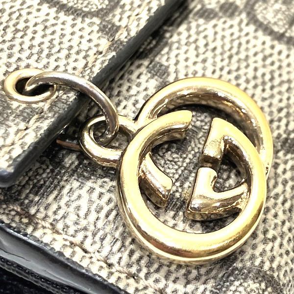 グッチ GUCCI GGスプリーム 212104 チャーム付き Wホック 長財布 3つ折り財布 レディース【中古】 GUCCI（グッチ） GUCCI GGスプリーム 212104 チャーム付き Wホック 長