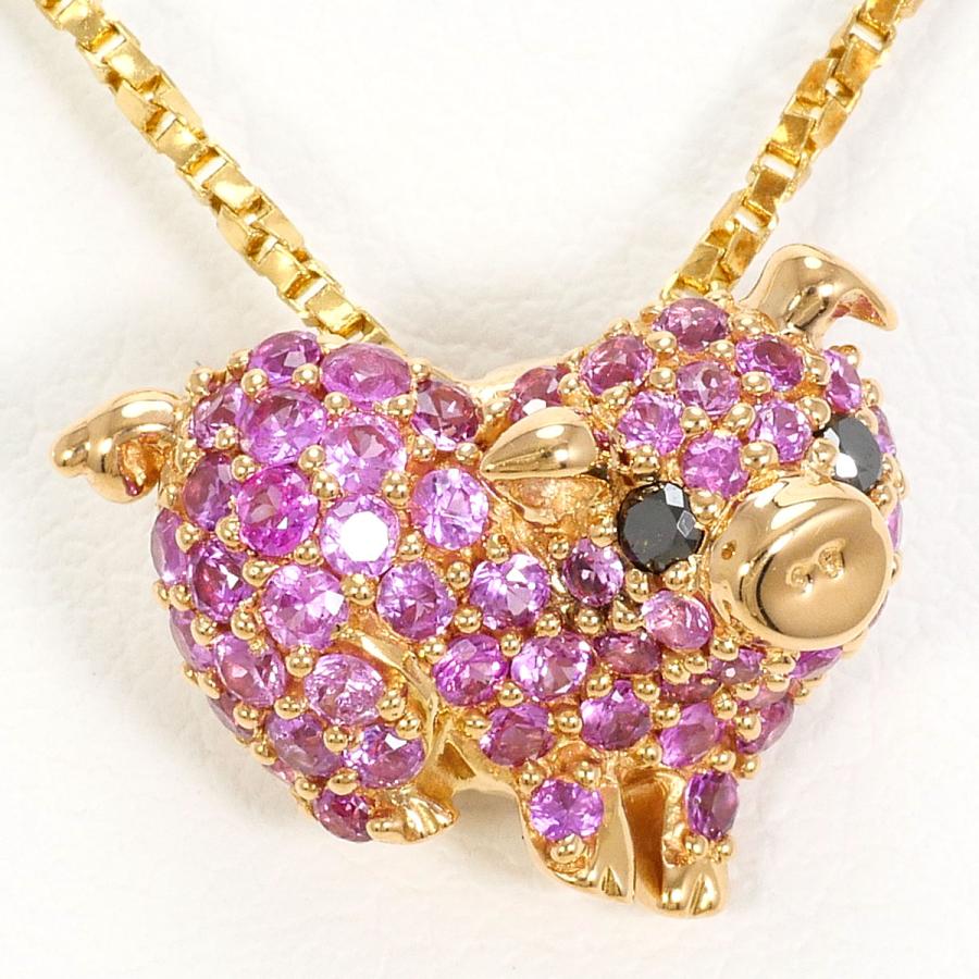 ネックレス K18YG ブラックダイヤ ピンクサファイア 鑑別書 総重量約