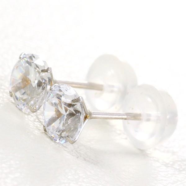 ピアス K18 18金 WG ホワイトゴールド ジルコニア 総重量約0.6g 