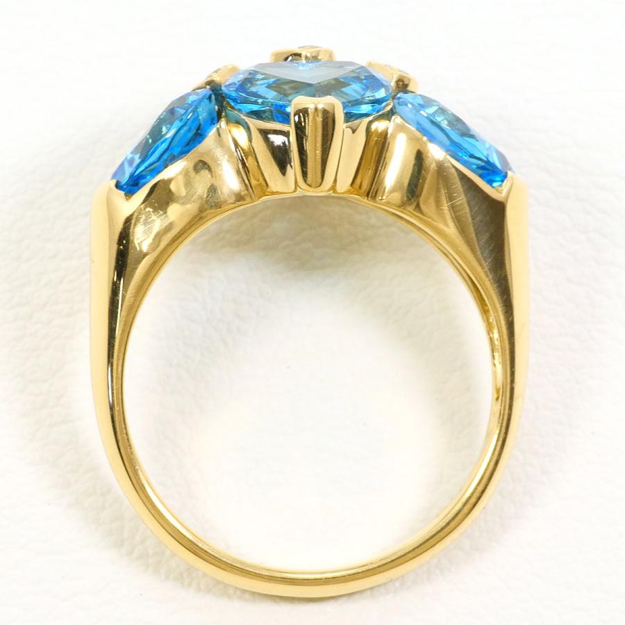 リング・指輪 K18YG 13.5号 ブルートパーズ 5.72ct ダイヤ 0.05ct 